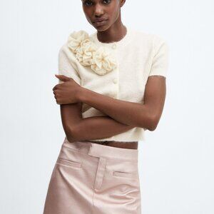 MANGO 56% ALPACA WOOL FLORETTA FUZZY WHITE SWEATER $129